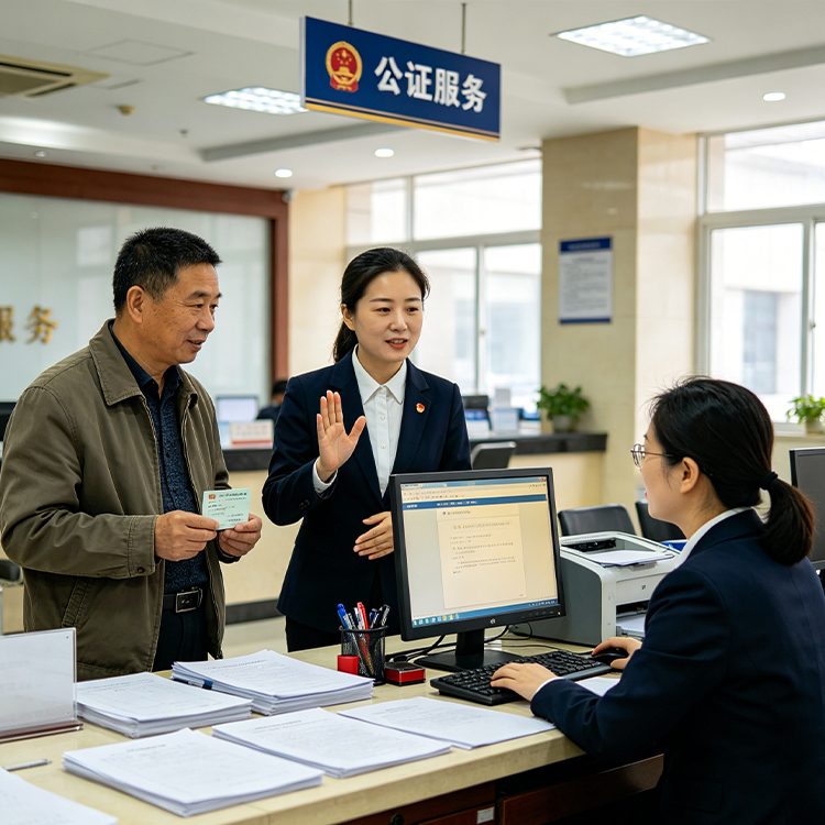 公证处翻译：译员在公证服务大厅为听障人士手语翻译